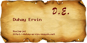 Duhay Ervin névjegykártya
